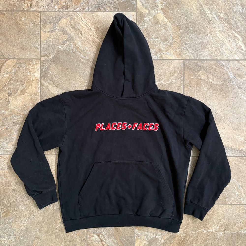 Places+Faces Hoodie Pullover Streetwear Graphic Logo‎ Black Medium